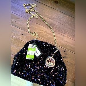 Badgley Mischka black sequin purse